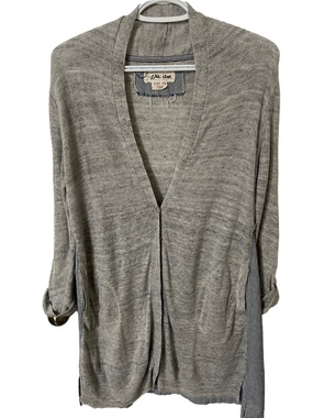 Lili’s Closet Light Grey Cardigan With Blue Striped Back Size XS